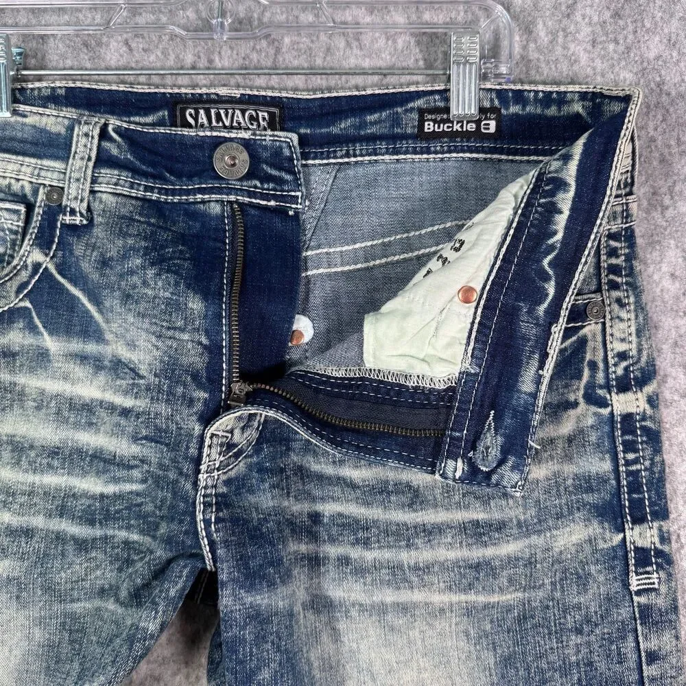 Salvage Anarchy Straight Relaxed Fit Jeans Mens 34R Blue